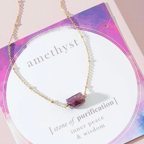 Jewelry - Amethyst stone necklace. New.